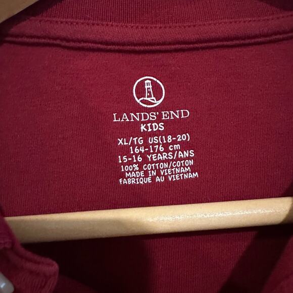 Lands' End Red Polo Classic Knit Short Sleeve Kids XL 18-20 - Picture 2 of 3